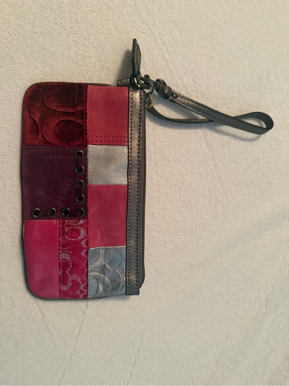 Patchwork Pink & Silver Wristlet Wallet